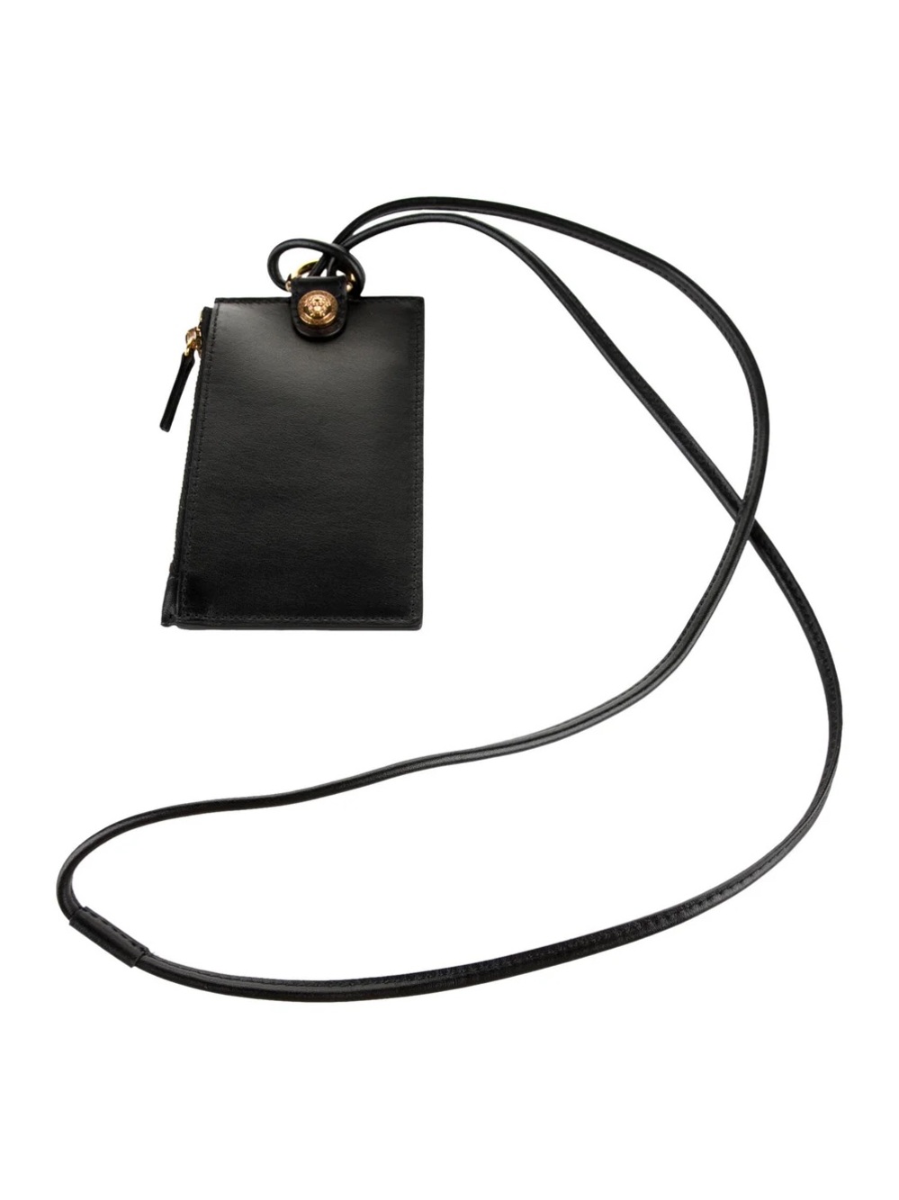 Versace Black Leather Wristlet/Lanyard